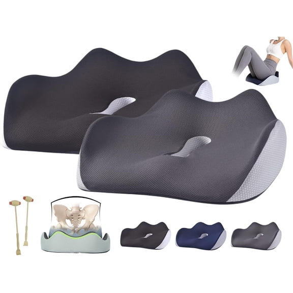 Serengeti Orthopedic Seat Cushion, Seat Cushion, Serene Sitz Cushion, Memory Foam Seat Chair Cushion, Pressure Relief Seat Cushion, Back Pain Relief, for Long-Term Office Car (Gray*2)