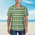 thumbnail image 2 of Zufioo Light Green Squares Hawaiian Shirt for Men,Beach Shirts Tropical Vacation Shirts,Sleeve Casual Button Down Shirt with Pocket for Travel,Beach,Party,daily,Small, 2 of 7