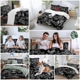 thumbnail image 6 of Black and White Floral Duvet Cover Set, Modern Oil Painting Abstract Art Soft Duvet Cover California King Bedding Set 4 Pieces, 1 Quiltcover and 2 Pillowcases with Zipper, 1 Bed Sheet for All Seasons, 6 of 9