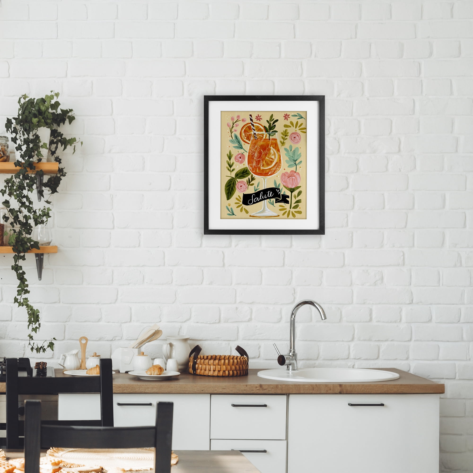 Stupell Industries Salute Citrus Cocktail Black Framed Print Under Glass, design by Yen