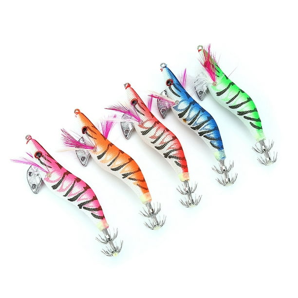 Luminous Squid Hook,5pcs 13cm Glow in Squid Fishhook Fishing Lures Jig  Rugged and Tough 