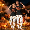 thumbnail image 7 of Family Halloween Pajamas Matching Sets Skeleton Bat Crew Neck Spooky Pajamas Witch Hat Candy Horror Wide Leg Pjs, Men:XL, 7 of 7