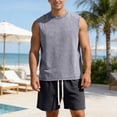 thumbnail image 2 of Men's Suit Set for Spring Summer Lightweight Breathable Vest and Relaxed Shorts Ensemble for Casual Daily Wear, 2 of 4
