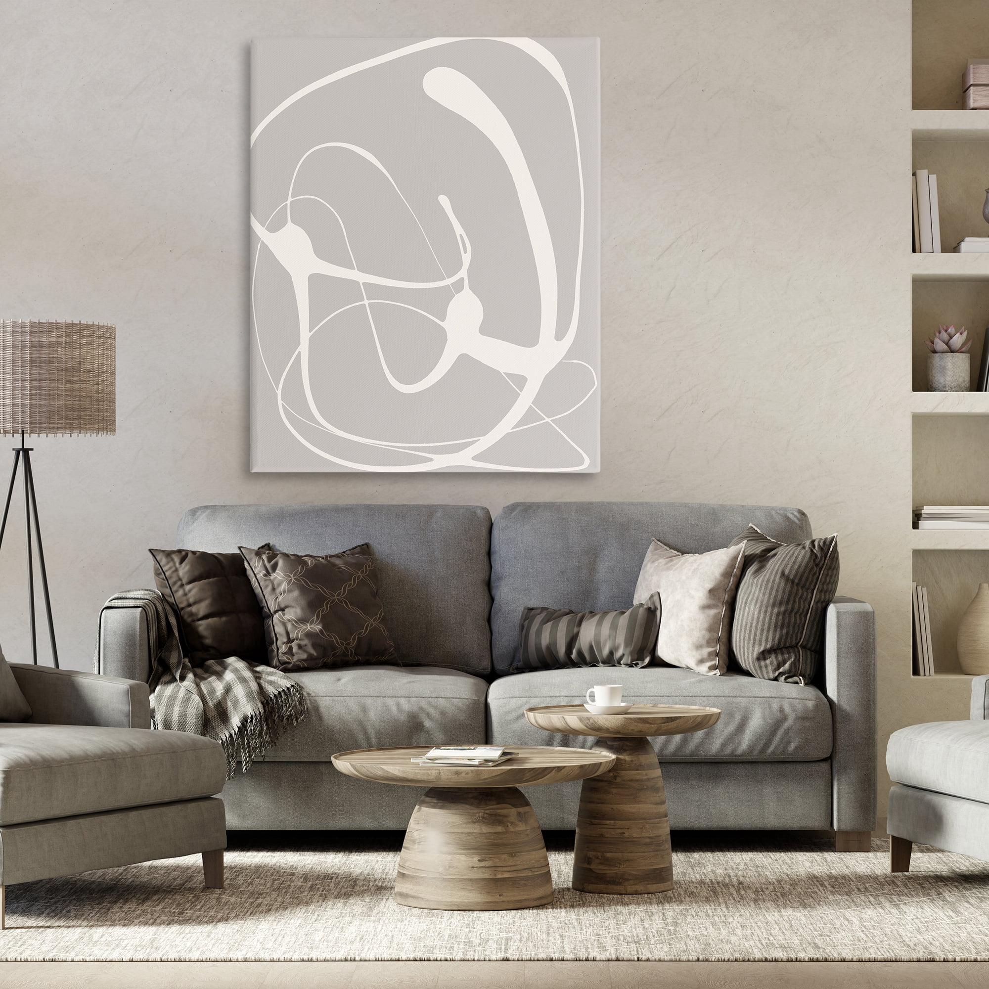 Stupell Industries Beige Very Abstract Figure Abstract Painting Gallery Wrapped Canvas Art Print Wall Art, 36 x 48