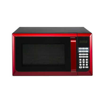 

0.9 Cu ft Stainless Steel Countertop Microwave Oven LED Display Child Safety Lockout 900W Red