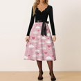 thumbnail image 2 of Valentines Day Dresses Women Long Sleeve V-Neck A-line Dress with Heart Print Pink XL, 2 of 5
