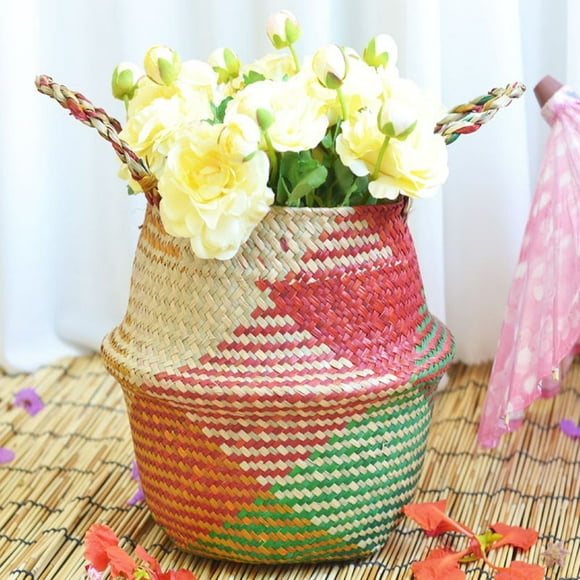 CNKOO Seagrass Wicker Basket Wicker Basket Flower Pot Folding Basket Dirty Basket
