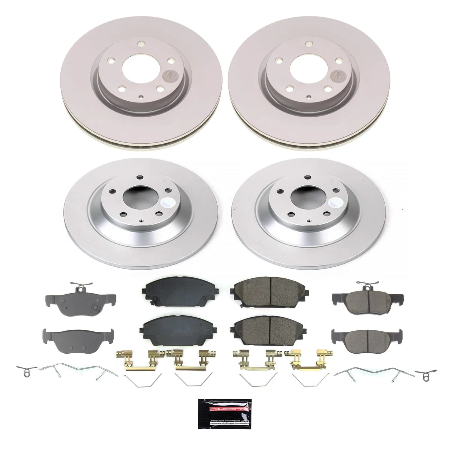 PowerStop Front and Rear Geomet Coated Brake Rotor and Pad Kit Fits: MAZDA Select Models CRK9137