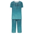 thumbnail image 5 of Women Jogging Suits 2 Piece Set Floral Print Sets for Women Short Sleeve Lounge Sets Front Pleated Shirt and Plus Size Capris, 5 of 5