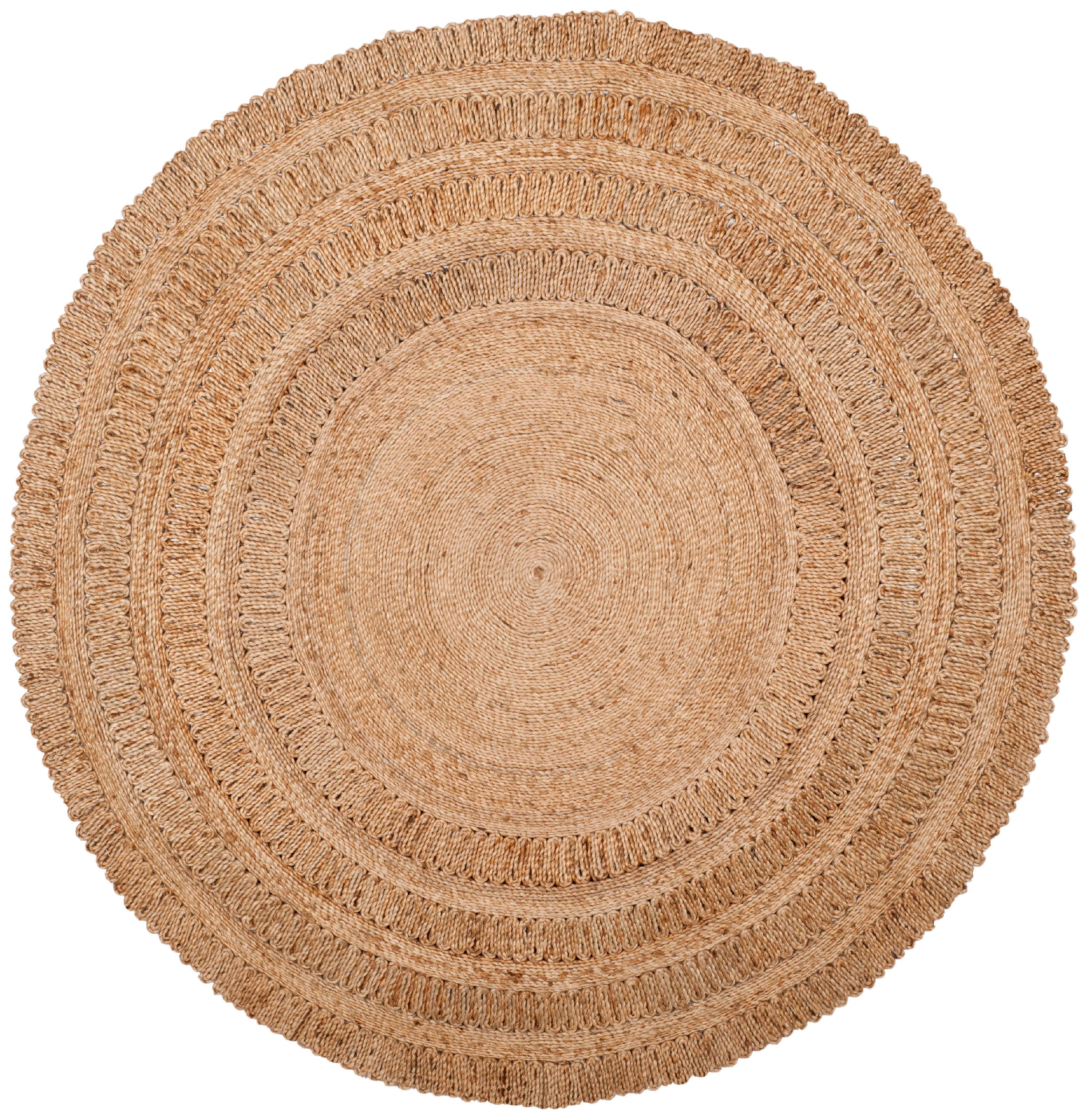 SAFAVIEH Natural Fiber Rodina Geometric Braided Jute Area Rug, Natural, 6' x 6' Round