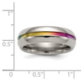 thumbnail image 2 of Grey Titanium Ring Band Multi-colored Rounded Closed Back Comfort Grooved, 2 of 2