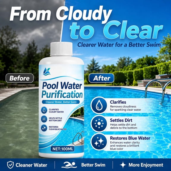 Kieccall Pool Water Clarifier Improves Clarity Removes Cloudiness for Swimming Pools Gift