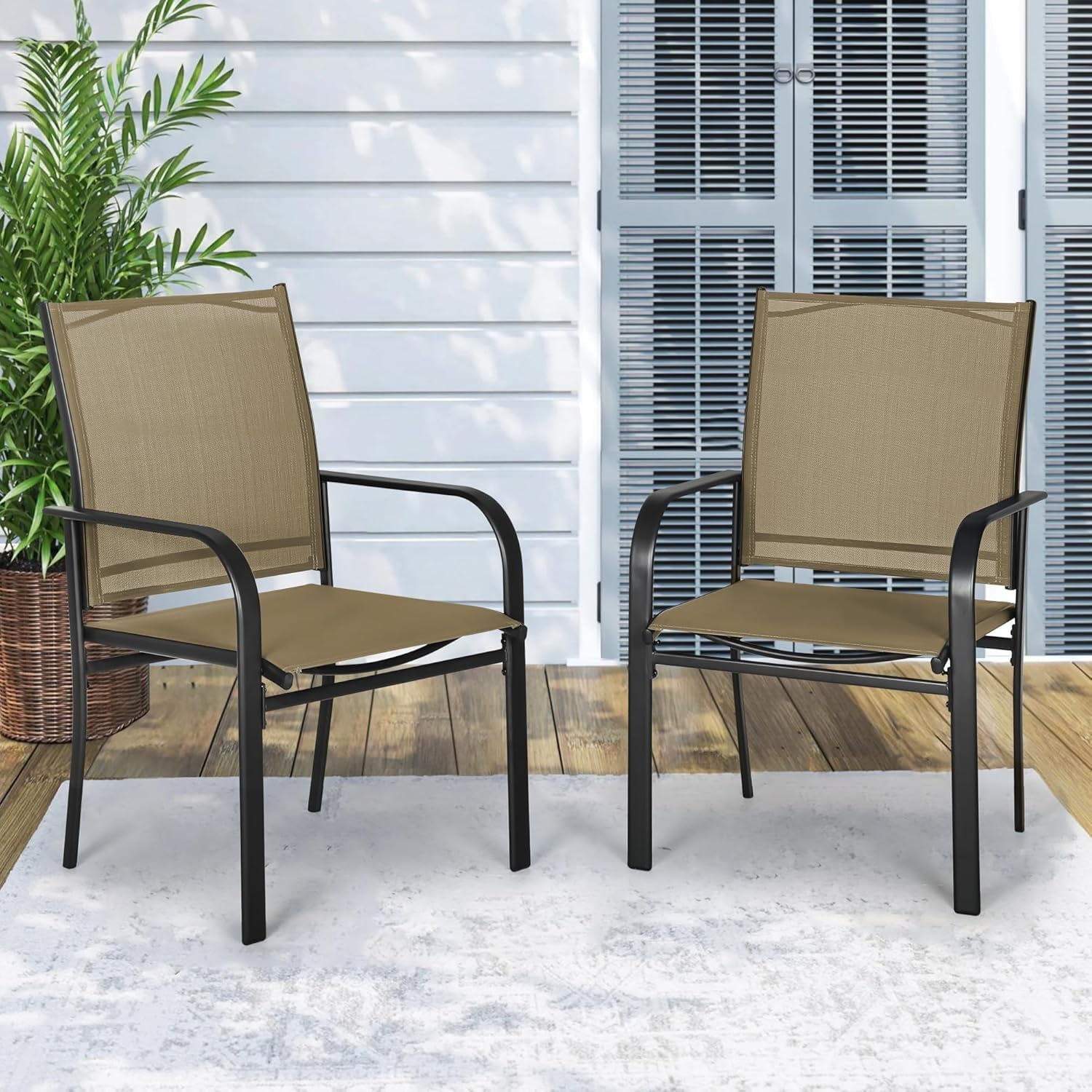 outdoor black wire chairs