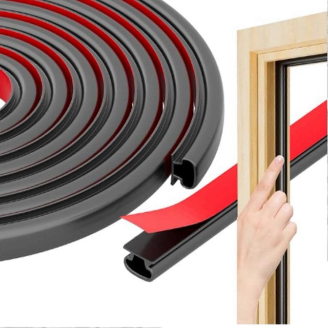 6 Meters Rubber Stripping Door Seal Strip, D-Shape Soundproof Seal Strip Weather Stripping, Self-Adhesive