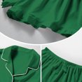 thumbnail image 4 of Button down Pajamas for Women New Satin Silk Pajamas for Women 2PCS Ruffle Notch Collar Sleepwear Button down Short Sleeve Shorts Pjs Set Loungewear Summer Pajamas for Women Green XL, 4 of 8