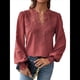 thumbnail image 2 of Blusas Bohemias de Larga con Cuello en V para Mujer, Blusas de con Lunares, Ropa de Crochet con Encaje Fluido, Ropa Informal de Moda. Vino Tinto XL, 2 of 9