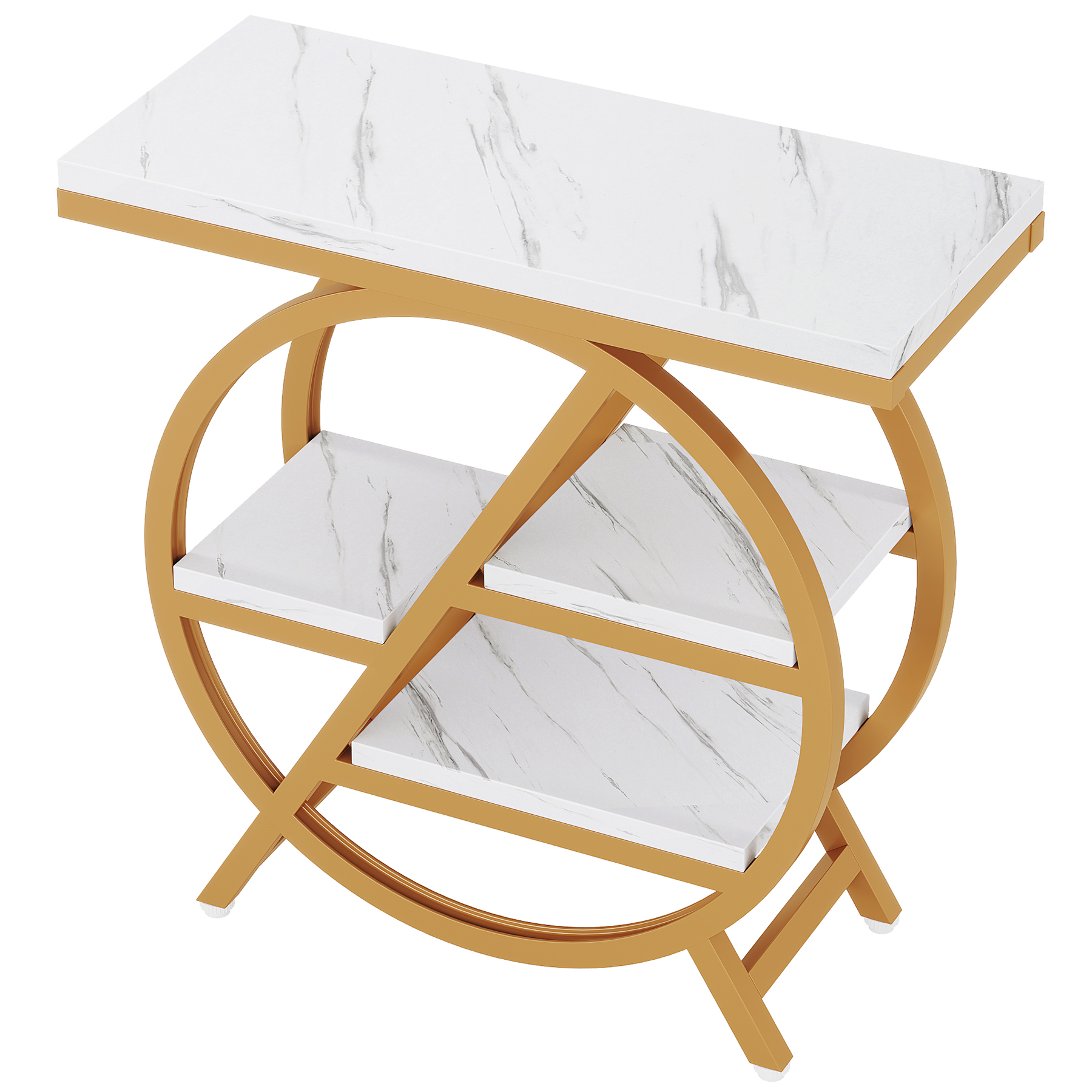 Fnova End Table Modern Wood Narrow Farmhouse Side Tables with Storage Shelf for Living Room, Bedroom, Nightstand