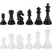 Minerva Black and White Extra Heavy Metal Chess Pieces with 4.5 Inch King and Extra Queens Pieces Only No Board
