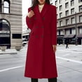 thumbnail image 2 of Women'S Winter Coats Fashion Casual Long Double Solid Woolen Coat With Pockets Woolen Coat Windproof Trendy Jacket XXXXXL Red, 2 of 4