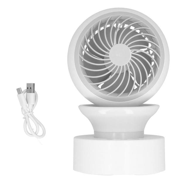 Ventilador de escritorio USB, ventilador eléctrico con cabezal móvil automático, miniventilador de mesa con luz para el hogar y la Oficina