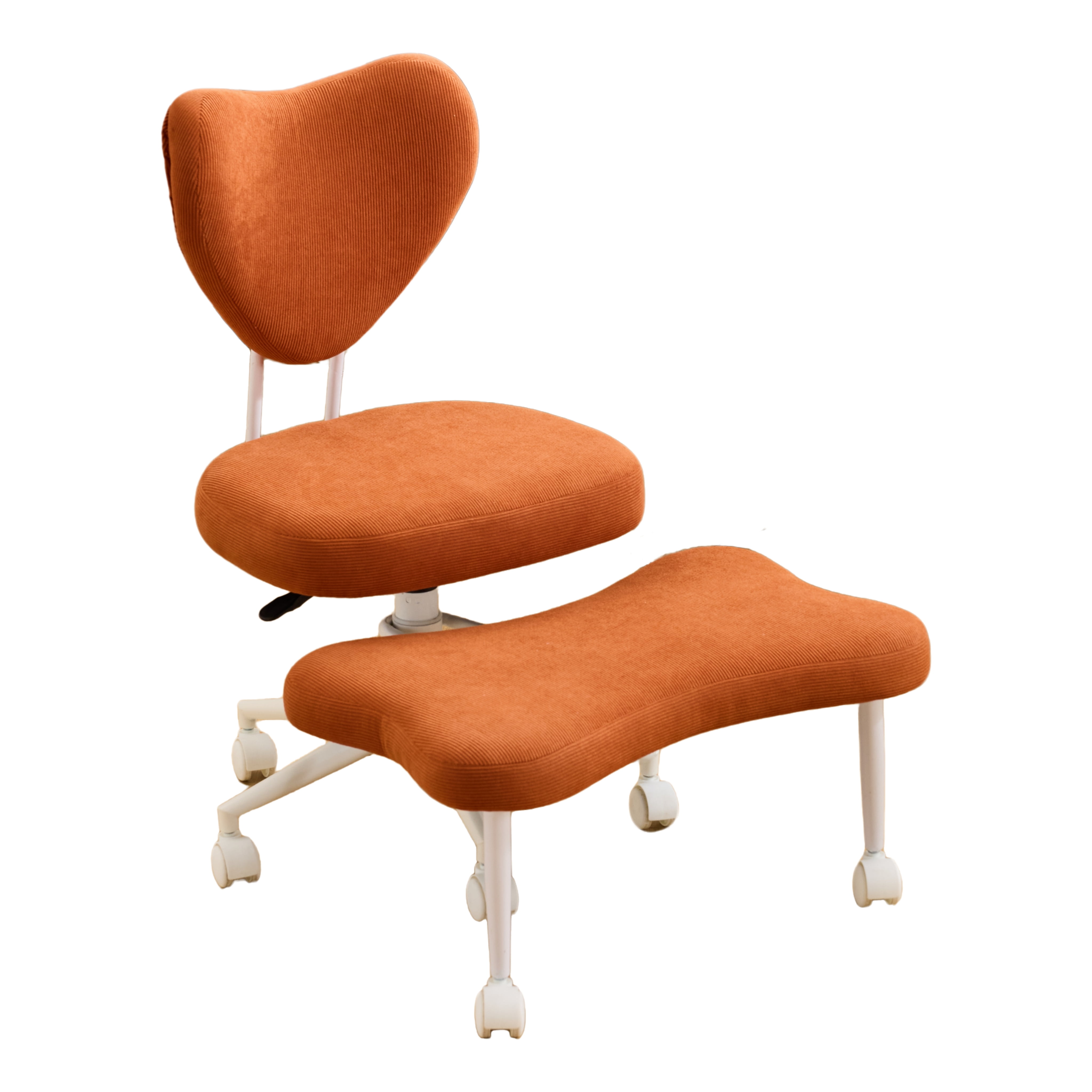 Meditation Chair, Ergonomic Cross Legged Seating Chair with Lumbar Support and Height Adjustable Seat Cushion, Kneeling Chair with 360-Degree Swivel Casters for Office, Yoga, or Home, Orange
