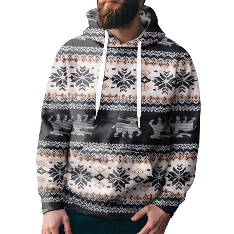 Giant Hoodie Male Autumn And Winter Leisure Sports Chritmas Print Slim Fit  Hooded Long Sleeve Sweater Mens Hoodie Medium Hoodies Pullover Oversized  Zip up Hoodie for Men Mens Thick Hoodies Pullover -