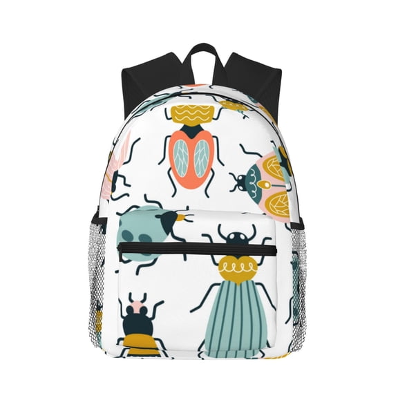 Vsdgher Colorful Insects Print Unisex Large Capacity Bookbag Schoolbag Casual Daypack for High School/College/Teens/Travel/Work