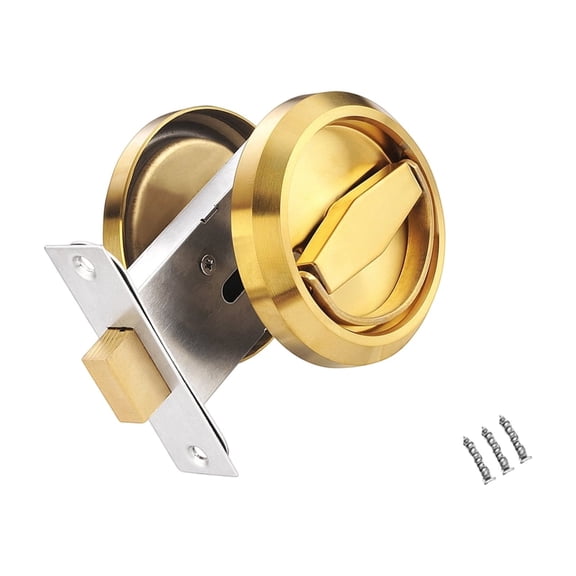 Double Sided Safety Door Locks Stainless Steel Round Recessed Pocket Door Handles Corrosions Resistant Doors Hardware