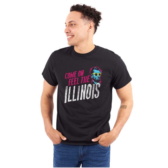 Feel the Illinois Funny Cool Lincoln Plus Size Crewneck Graphic Tee Shirt Brisco Brands 2X