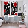 thumbnail image 5 of Geometric Red Kitchen Curtains 63 Inch Length, Modern Black Grey White Abstract Circle Grommet Top Bedroom Living Room Curtains, Light Filtering Cafe Curtain Drapes 2 Panels Set 104''x63'', 5 of 9