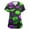 31#Green, variant on Ladies' Comfortable Plus-Size Scrub Top, V-neck Short Sleeve Printed Uniform Shirt, Halloween Pattern Design