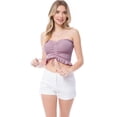 thumbnail image 3 of MixMatchy Women's Sexy Frill Knot Front Knit Strapless / Strap Tube Crop Top, 3 of 6