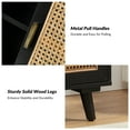thumbnail image 3 of 2 Rattan Doors Sideboard Buffet Cabinet Set of 2 with Storage and Adjustable Shelves Living Room Black, 3 of 6