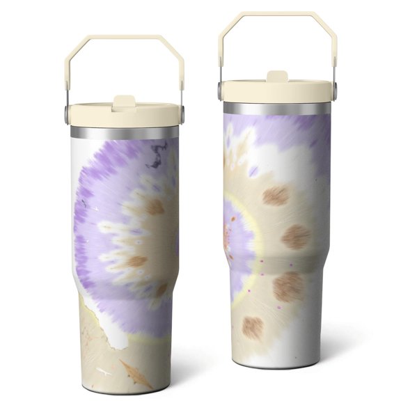 Tumbler with Handle 30oz Double Insulated Flip Straw Insulated Travel Cups Gifts for Women Girl Flower Fall Pumpkin Tumbler for Home School