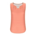 thumbnail image 4 of Ohufall Tank Tops for Womens Summer Casual Solid Color Pullover Keyhole Neckline Sleeveless Tees Fashion Loose-fitting Pleated Sleeveless Tops, 4 of 5