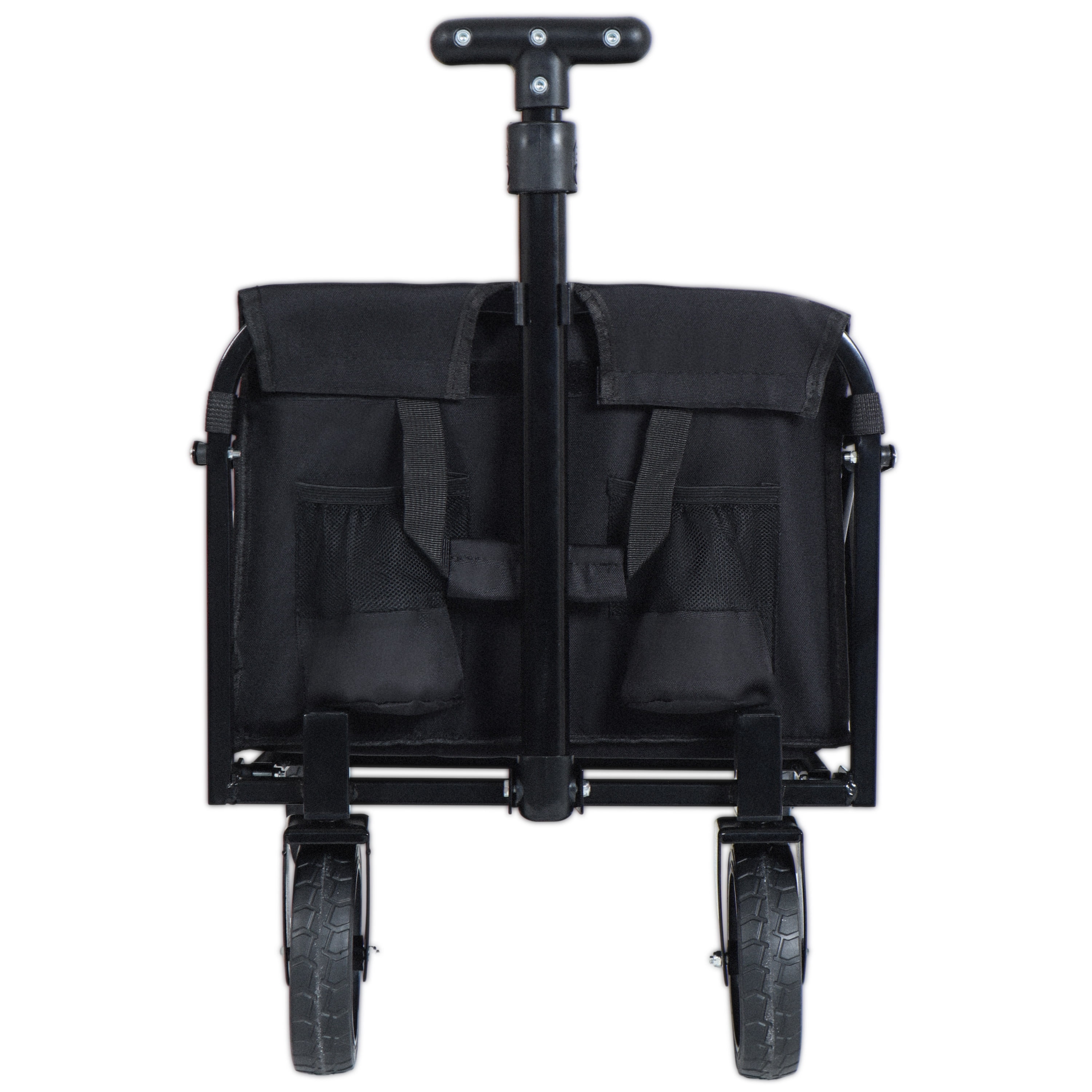 Expandable Dual-Layer Utility Wagon with 100% Extra Space - 225lbs Grocery Cart for Camping, Shopping, Sports, Gardening, Fishing, Black