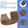 thumbnail image 2 of Extensiones de cabello humano real YNSNR de 35 cm, color marrón claro medio, 2 of 7