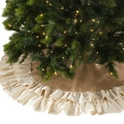 Saro Cotton Jute Ruffled Tree Skirt Saro Cotton Jute Ruffled Tree Skirt