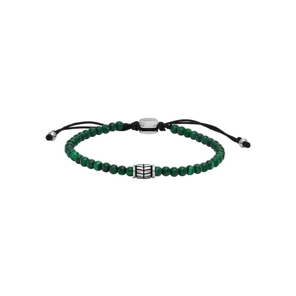 Pulsera Fossil JF04415040 con cuentas de malaquita verde de 25 cm