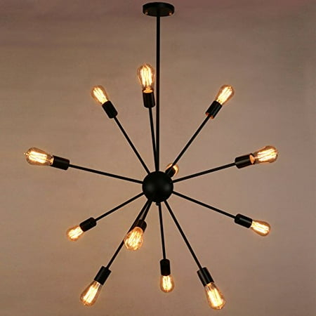 Sputnik Pendant Sputnik Chandelier, Naturous 12 Lights Pendant Lighting, Painted Black Modern Sputnik Light, Vintage Ceiling Light Fixture, UL Listed ()