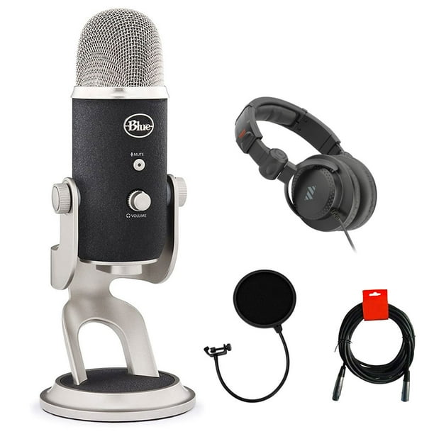 Blue Yeti Pro Plus Pack Ultra High Resolution Usb Xlr Microphone With Software Bundle Polsen Studio Monitor Headphones Pop Filter And Xlr Cable Walmart Com Walmart Com