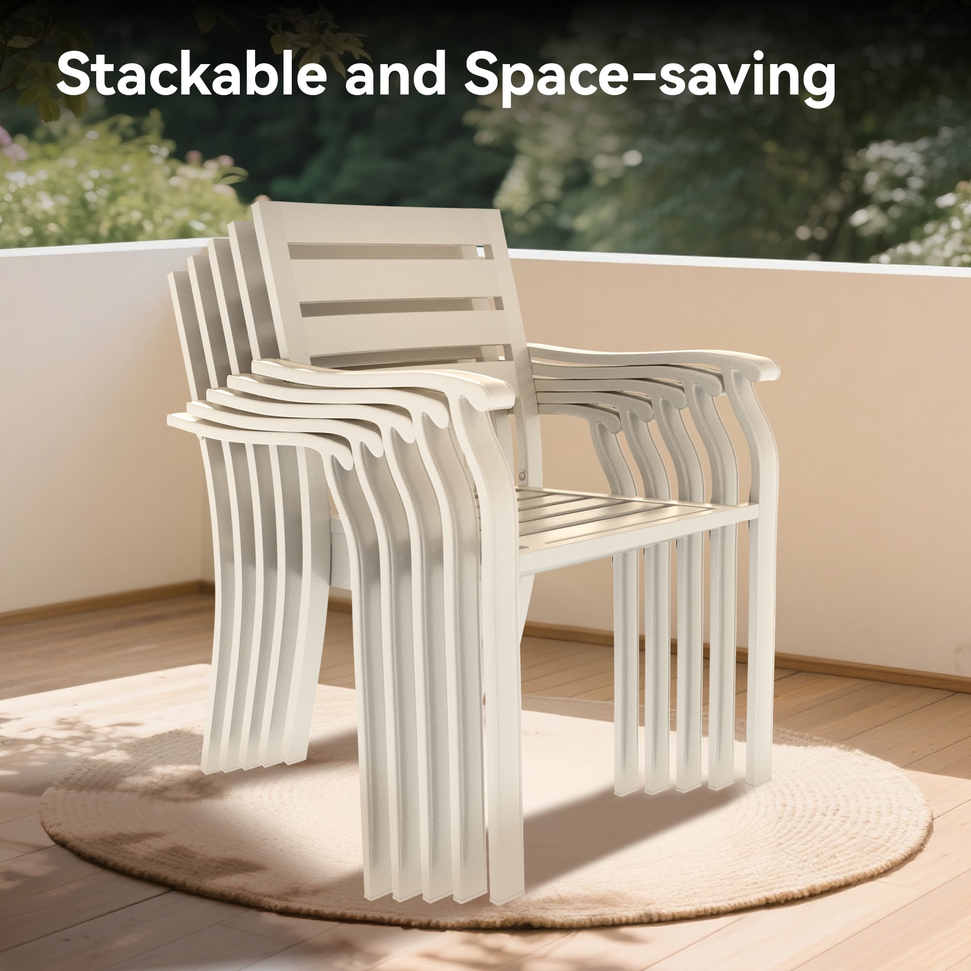 Leumius Set of 2 Outdoor Patio Dining Chairs,All-Weather Outdoor Metal Dining Chairs for Patio,Deck,Porch,Backyard,Cream