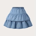 thumbnail image 4 of XAOFW Girl's Skirts Solid Color Elastic Waist Kids Fashion Layered Denim Skirt With Ruffled Hem Outdoor Activities Versatile Cozy Skirts, 4 of 8