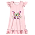 thumbnail image 2 of Gunia Little Girl Nightgown Princess Pajama Dress Playful Nightdress Cute Butterfly Print Flutter Sleeves Cozy Cute Night Gowns Pjs Loungewear Pink 7-8 Years, 2 of 2