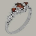thumbnail image 2 of LBG British Made Solid 9k White Gold Natural Garnet Womens Anniversary Ring - 33 size options - Size 10.25, 2 of 9