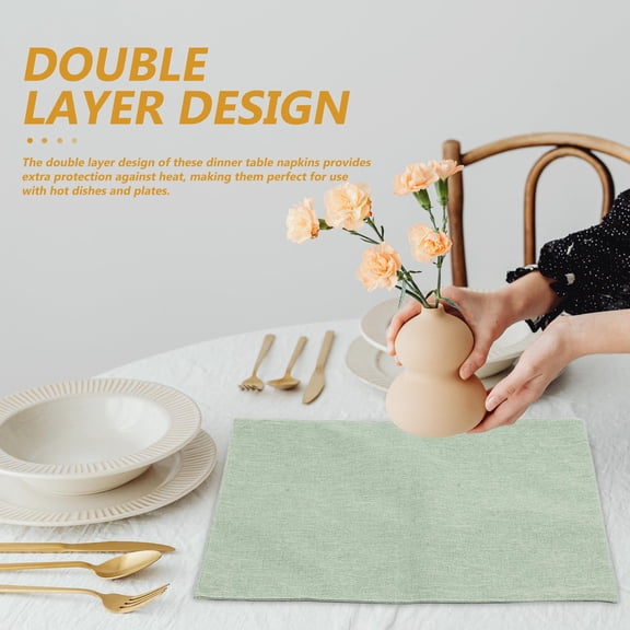 LOLIPPYY Set of 4 Reusable Green Polyester Cloth Napkins for Dinner Table, Buffet, Wedding and Party Decor