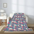 thumbnail image 2 of Hirioo happy Skull rose for Flannel Blanket, Cozy and Warm Throw for Bed or Couch ,Perfect for All Seasons-40"x30", 2 of 6