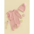 thumbnail image 3 of GXFC Infant Girl Fall Jumpsuits 3M 9M 12M 18M 24M Baby Girl Long Sleeve Button Down Bodysuit with Hat Set Autumn Clothing for Newborn Girl, 3 of 8