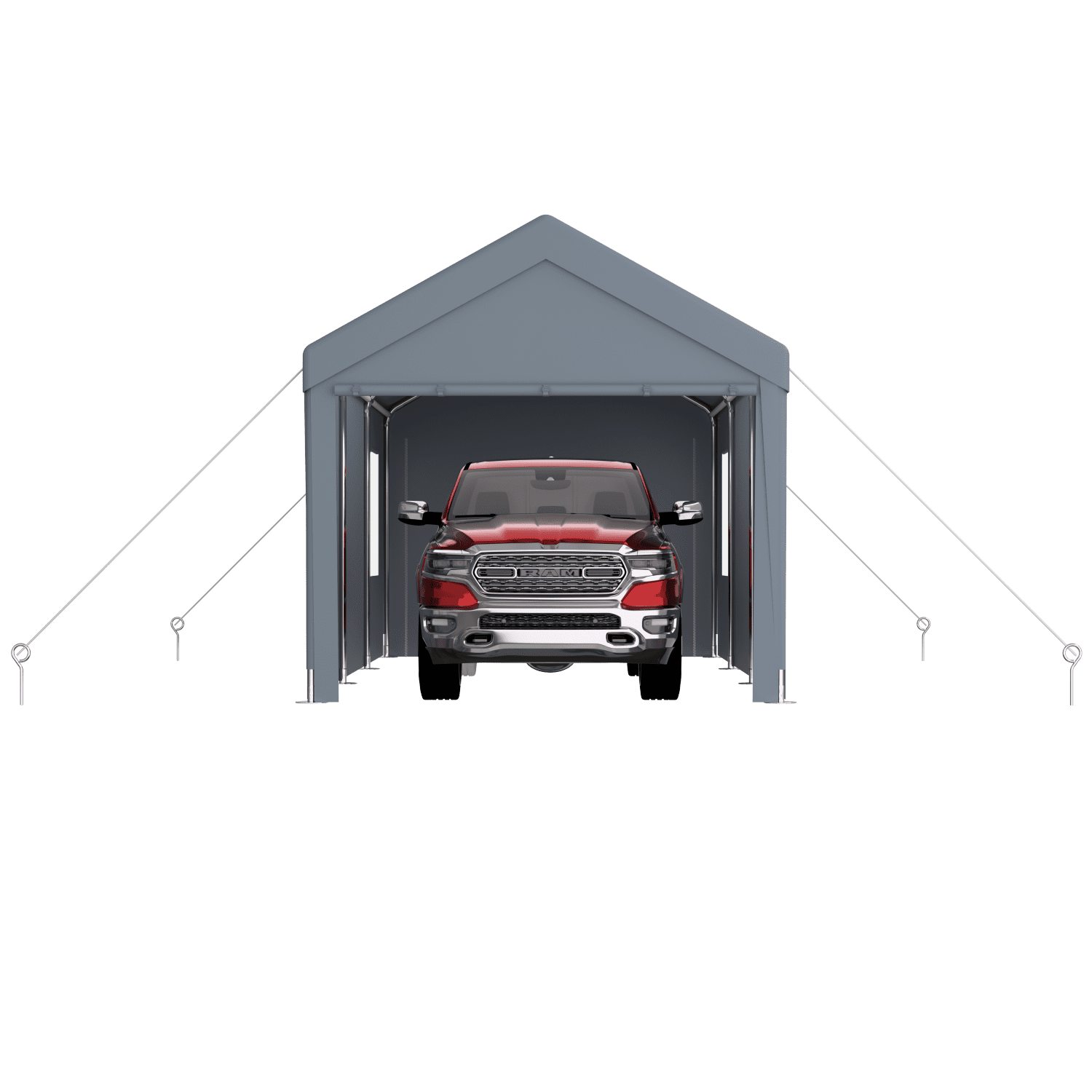 Miekor Furniture Carport 12' x 20' Portable Garage, Heavy Duty Car Port Canopy with 2 Roll-up Doors & 4 Ventilated Windows for Car, Truck, Boat, Garden Tools,grey 66904