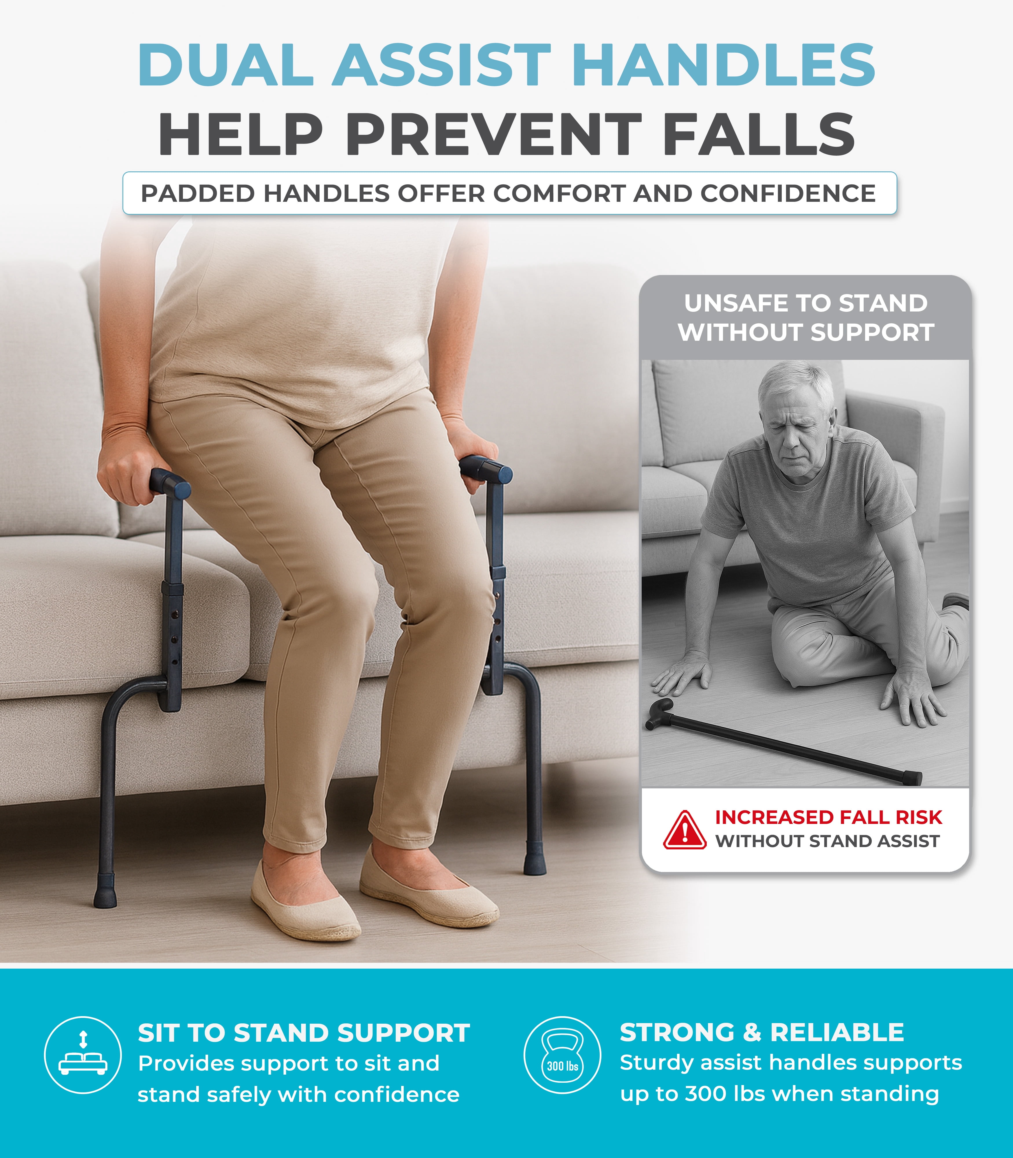 (2 pack) Stander Universal Stand Assist with Legs, Elderly Safety Seat Assist Standing Aid
